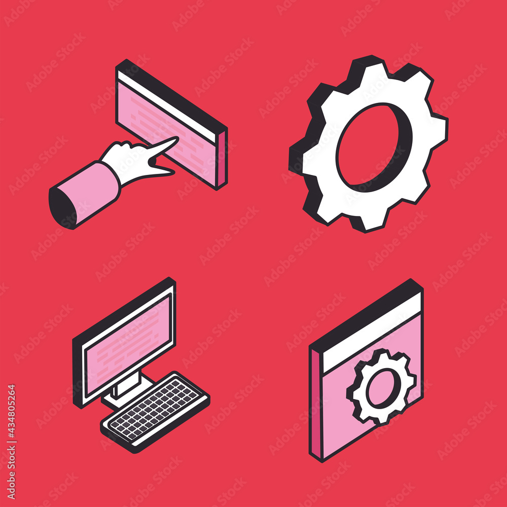 Poster web development icon group