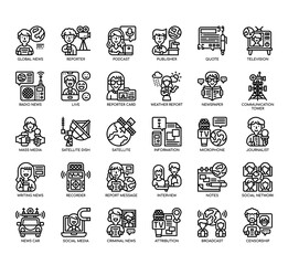 Set of journalist thin line and pixel perfect icons for any web and app project.