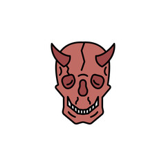 demon head skull line colored icon. Signs and symbols can be used for web, logo, mobile app, UI, UX