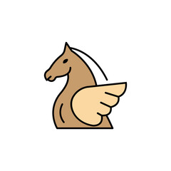 pegasus, horse illustration line colored icon. Signs and symbols can be used for web, logo, mobile app, UI, UX
