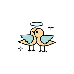 birds illustration line colored icon. Signs and symbols can be used for web, logo, mobile app, UI, UX
