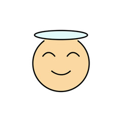laughing, smiling angel line colored icon. Signs and symbols can be used for web, logo, mobile app, UI, UX