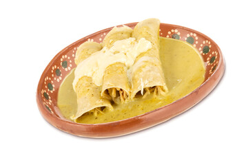 Delicious Mexican snacks in traditional clay plate