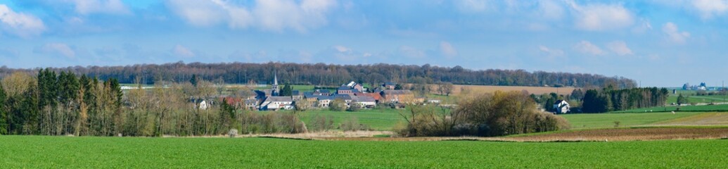 Fototapeta na wymiar Panoramic view over the city Froidchapelle Walonia Belgium