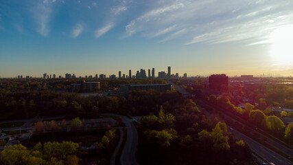 sunrise over the city