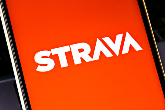 Editorial photo on Strava theme.  Illustrative photo for news about Strava - an internet service for tracking human exercise