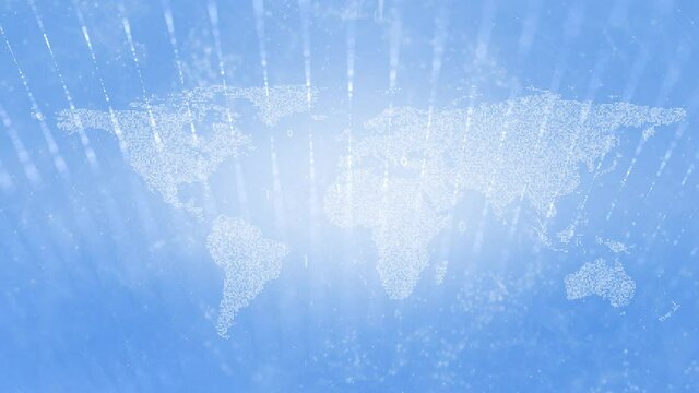 Bright blue world map network motion background