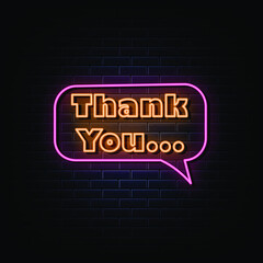 Thank You Neon Signs Style Vector