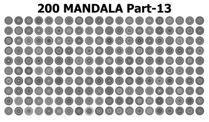 various mandala collections - 200. Ethnic Mandala line pattern set. Doodles freehand