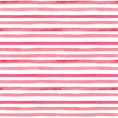 Delicate watercolor red horizontal stripes seamless pattern. Striped decorative print in vintage style.