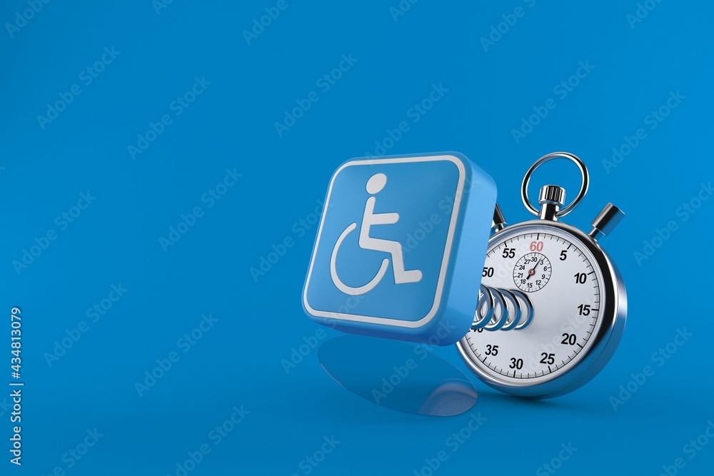 Poster handicap symbol with stopwatch