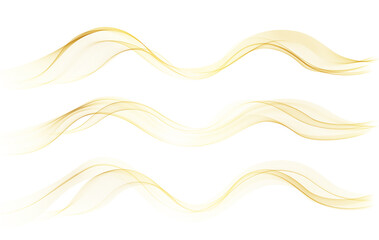 Vector abstract colorful flowing gold wave lines isolated on white background. Design element for wedding invitation, greeting card
