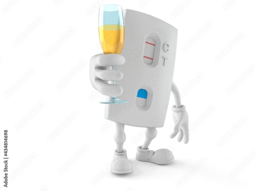 Poster pregnancy test character toasting