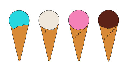 ice cream cone mint vanilla pink chocolate