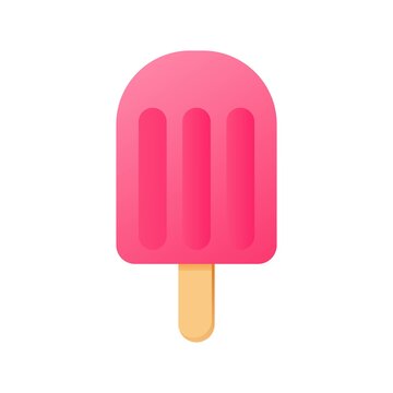 Ice cream picture. Vector picture. Ice cream stick icon. Pink Ice cream.