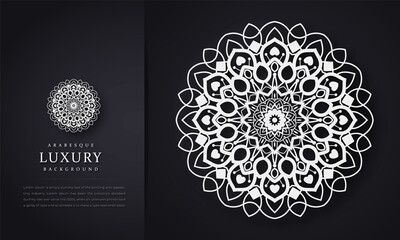 Luxury mandala background with golden arabesque pattern arabic islamic east style. Gold mandala template with place for text. Vector floral illustration, poster, cover, brochure, flyer