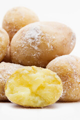 Salt crusted baked potatoes.