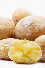 Salt crusted baked potatoes.