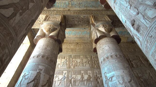 Dendera temple or Temple of Hathor. Egypt. Dendera, Denderah, is a small town in Egypt. Dendera Temple complex, one of the best-preserved temple sites from ancient Upper Egypt.