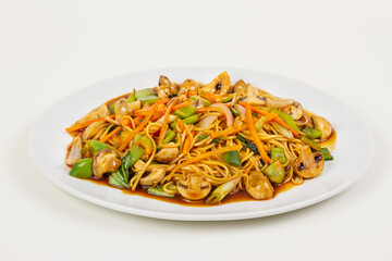 Shrimp and meat chow mein.