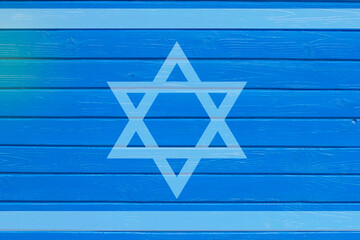 Blue colour wooden planks background. Blue paint on wood. Israel flag
