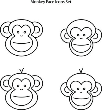 monkey icon isolated on white background. monkey icon thin line outline linear monkey symbol for logo, web, app, UI. monkey icon simple sign. monkey faces icon.