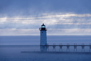 lighthouse in fog