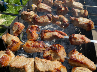 Insanely Delicious Kebab Prepares On The Fire Outdoors