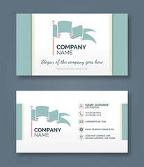 Double-sided business card, logo design. Flag icon in pastel colors. Simple designed id card. Modern and creative style. Horizontal layout.