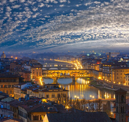 Fototapeta na wymiar Night Florence top view, Italy