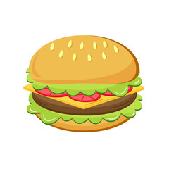 Burger isolated on white background vector illustration. fast food icon. - obrazy, fototapety, plakaty