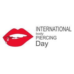 International body Piercing Day, postcard with bright lips and piercings.