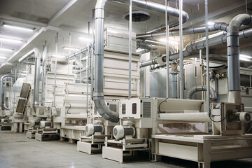Flax processing machine in a factory
