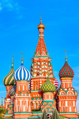 Fototapeta na wymiar St. Basil Cathedral at Moscow Red Square. Summer sunny day. World famous Russian Moscow landmark.
