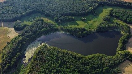 Widok jeziora z lotu ptaka. Jezioro Lubich, Lubuskie
