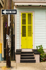 old yellow Door in the French Quarter New Orleans