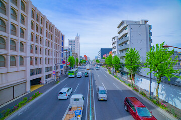 A timelapse of downtown street at the avenue daytime wide shot