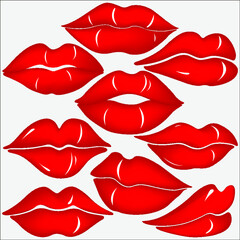 Lips lipstick imprint. Kiss day. Vector illustration isolated on white background.
