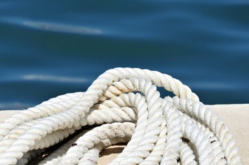Ropes for the boat by the sea in marine