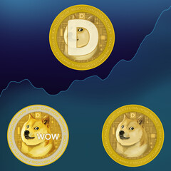 Dogecoin icon art illustration. New Elite coin design popular wallpaper background design.