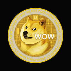 Dogecoin icon art illustration. New Elite coin design popular wallpaper background design.