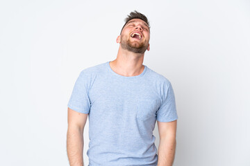 Fototapeta premium Russian handsome man over isolated background laughing
