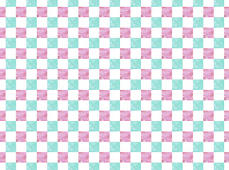 背景素材　水彩パターン　格子柄　ピンク　水色