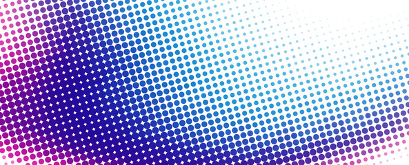 Halftone background with color transition from cerise to blue through purple