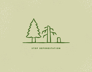 Stop deforestation cut down forest tree icon