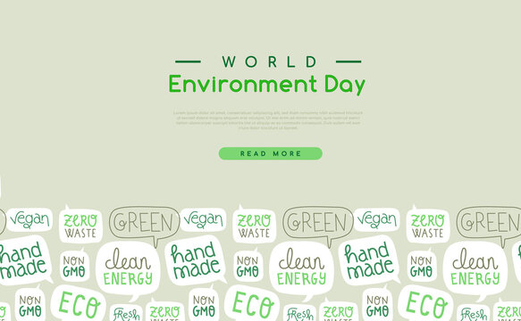 Environment day green lettering label template