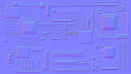 Motherboard microchip normal map illustration. New Best 3d style texture cyber engineering project background design.