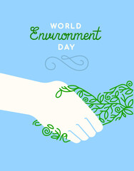 World Environment Day green plant hand shake