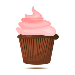 Cute colorful creamy delicious cupcake. vector dessert decoration clip art.