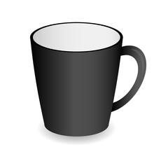 black cup isolated on white background. Vector template for Mock Up. Vector illustration